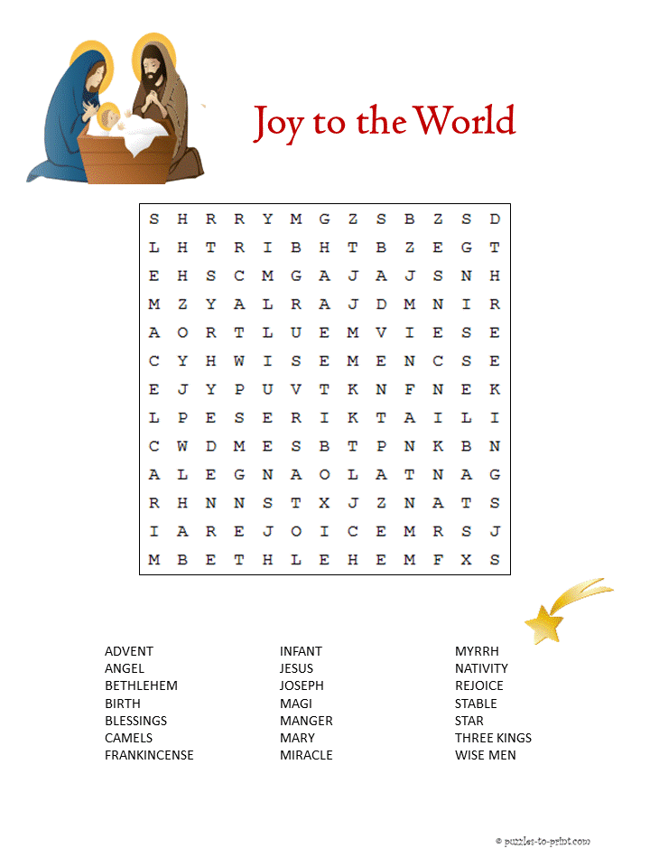 Christian Christmas Word Search Puzzles Printable