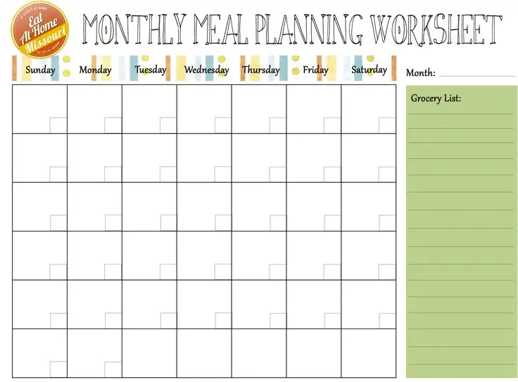 monthly food planner