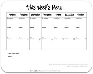 Free Monthly Menu Planner