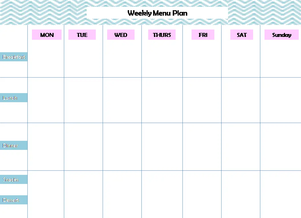 Meal Plan Template Word