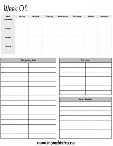 Month Menu Planner