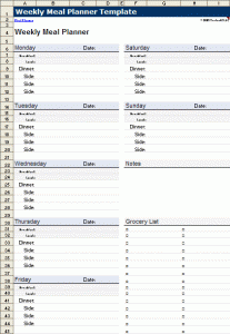 Monthly Meal Planner Excel Template