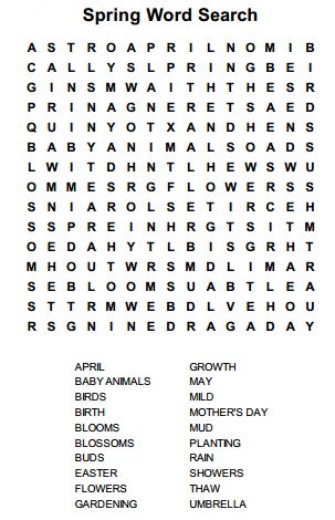 springtime word search