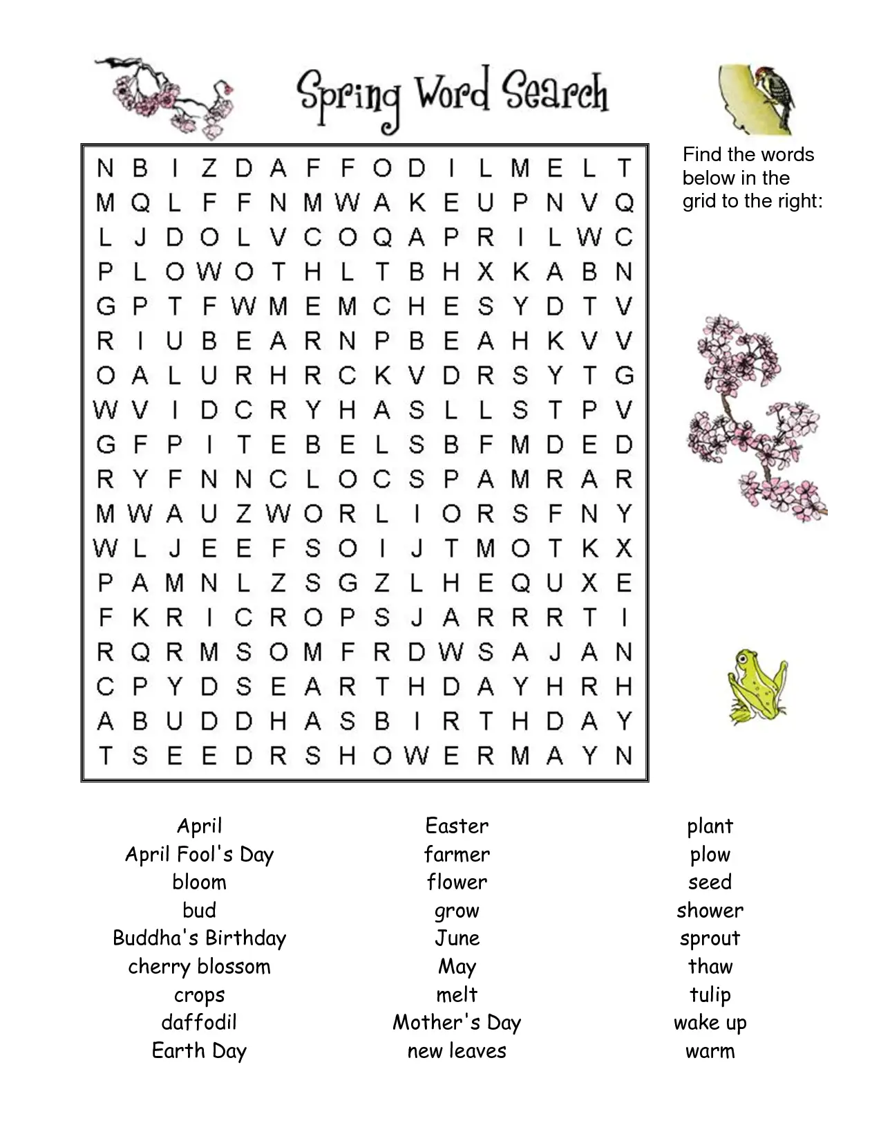 7 Printable Spring Word Searches Kitty Baby Love