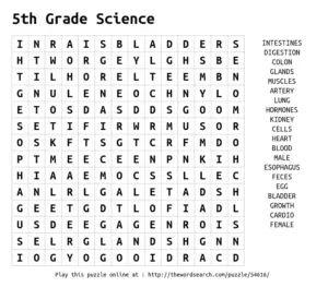 5th Grade Science Word Search