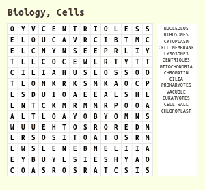 Life Science Word Search