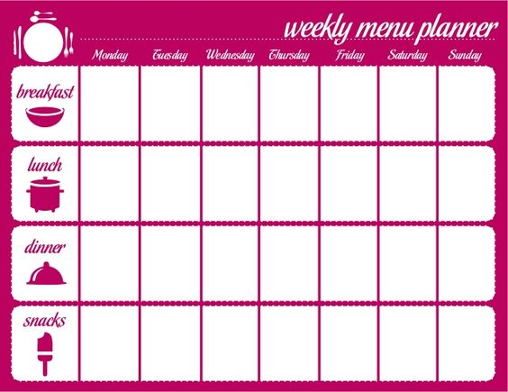 Weekly Menu Planner Template Word
