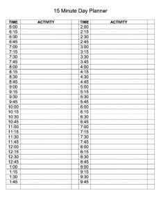 Free Printable Daily Planner 15 Minute Intervals