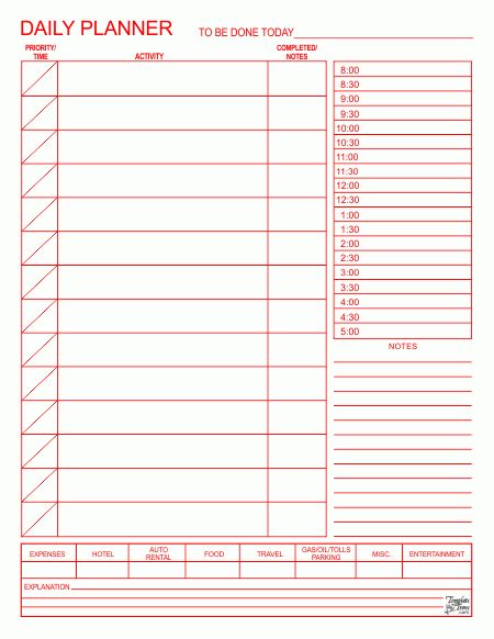 blank daily planner template