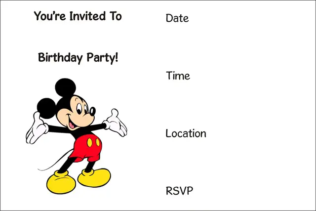 mickey mouse blank invitations