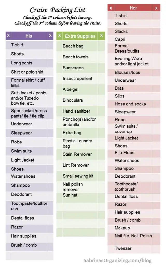 cruise checklist