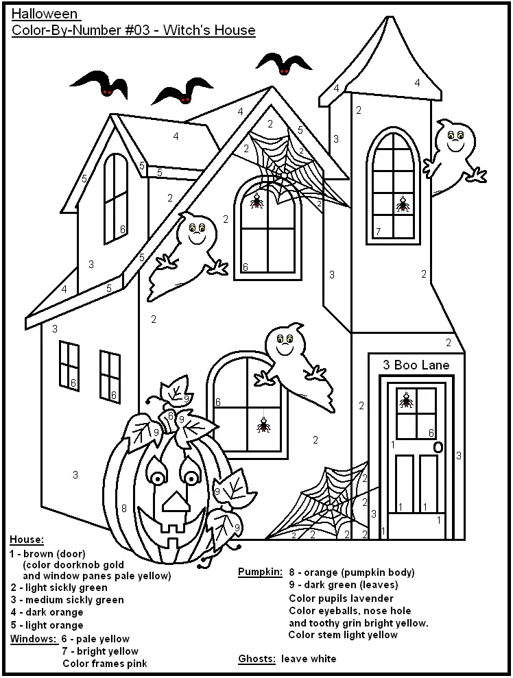 19 Eerie Halloween Color by Number Printable Pages for ...