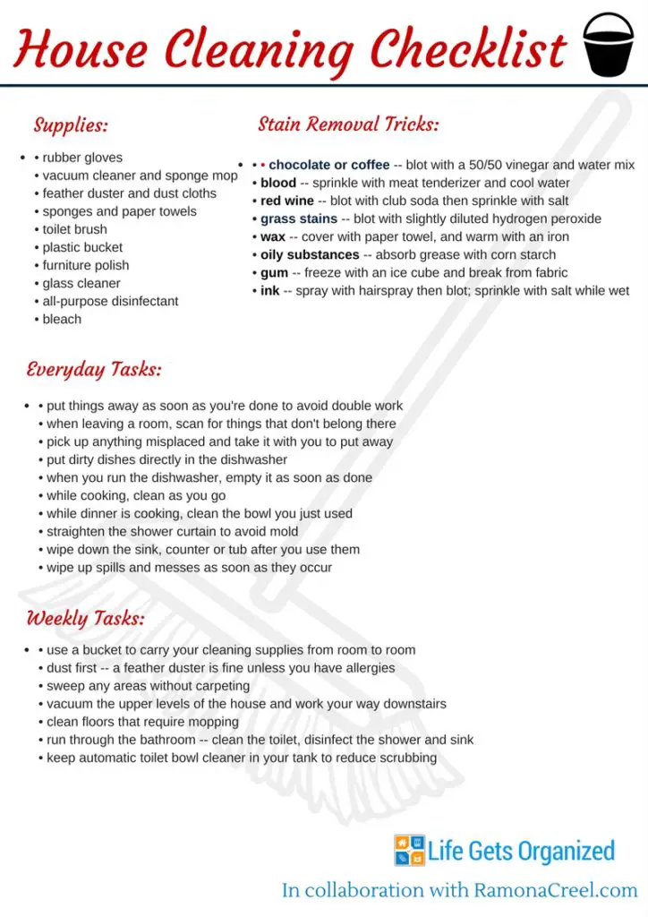 cleaning house checklist