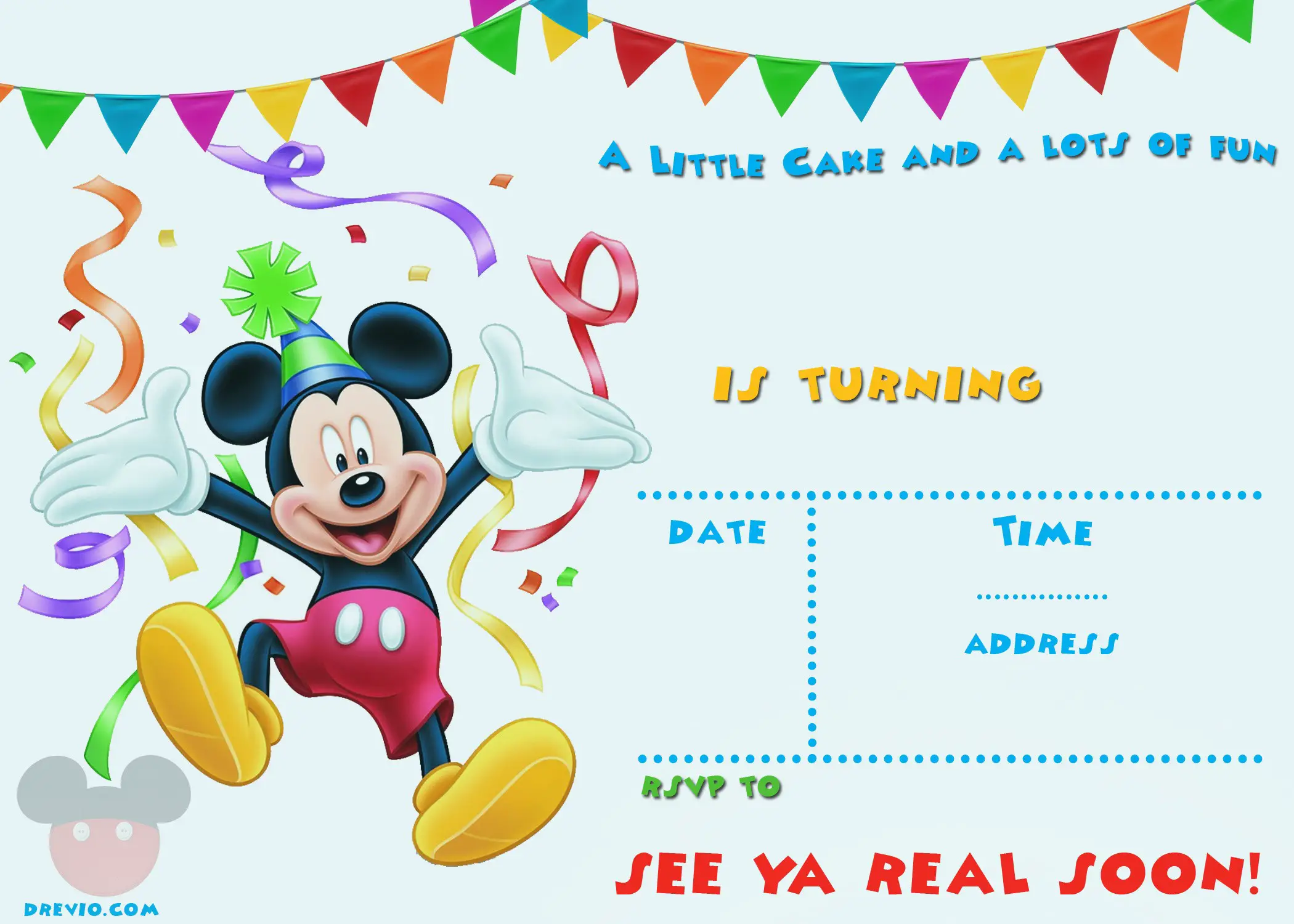 Free Printable Mickey Mouse 1st Birthday Invitations