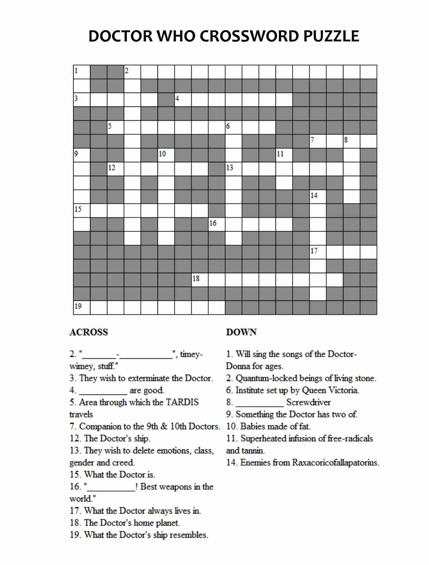 Some Sketchy Characters Crossword