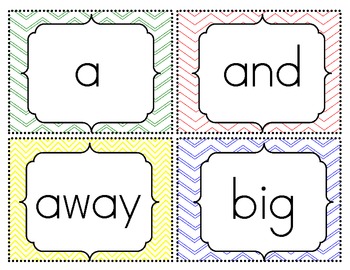primer sight words flash cards