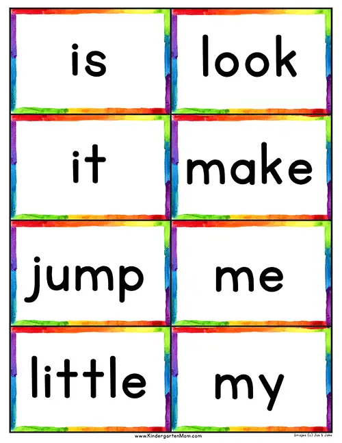 Sight Words Kindergarten Printable Flash Cards Words Print