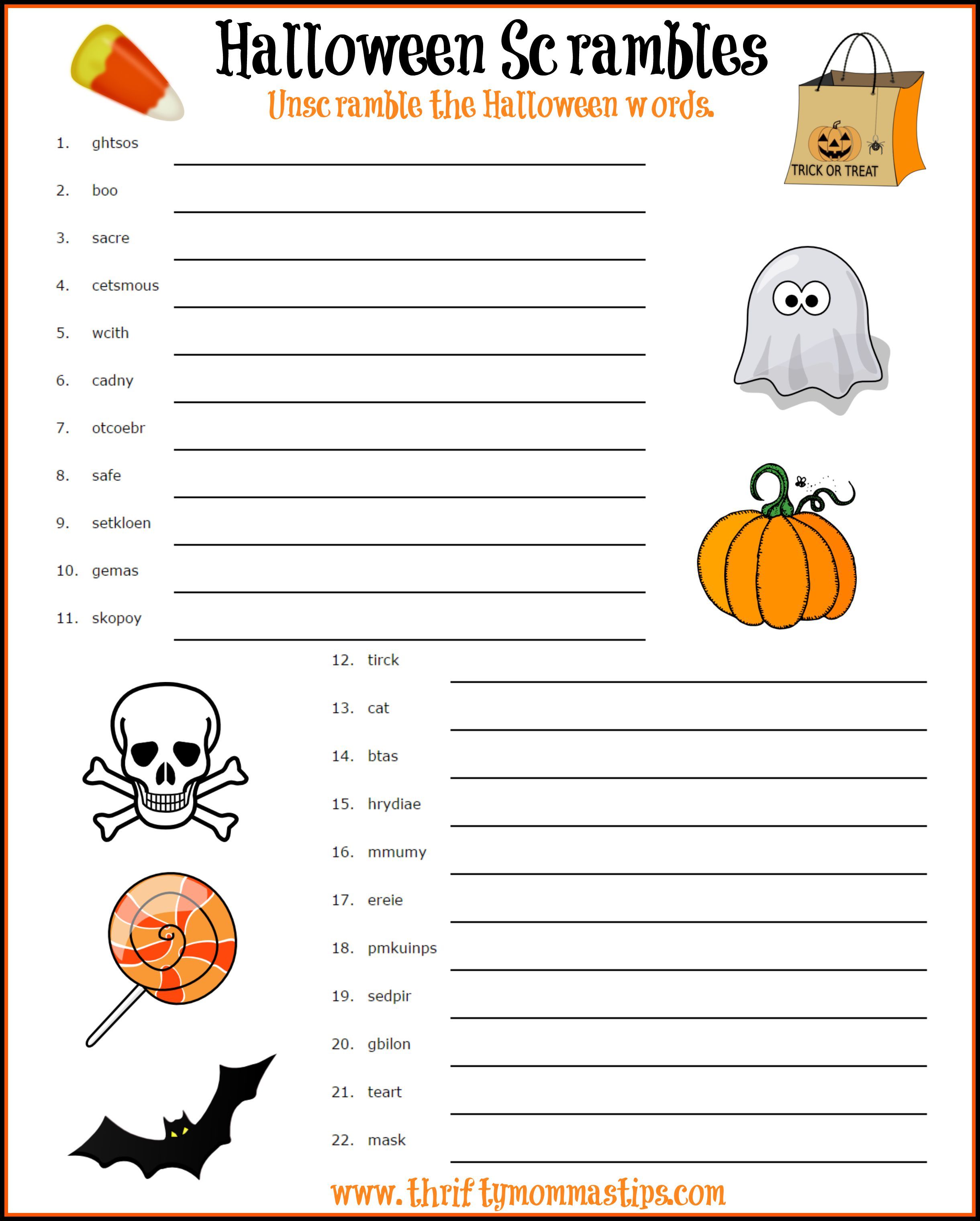20 Spooky Halloween Word Scrambles Kitty Baby Love