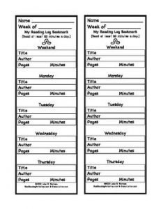 Reading Log Bookmark Printable