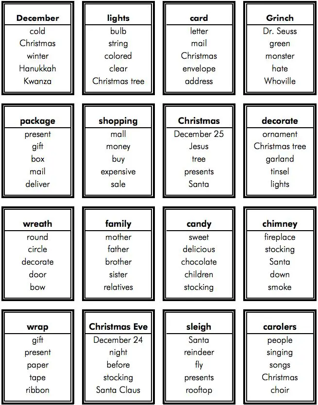 Easy Printable Taboo Cards Printable Word Searches