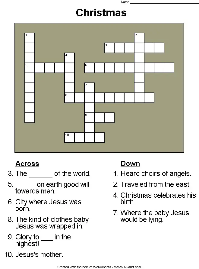 A Christmas Carol Crossword Puzzlekitty Baby Love