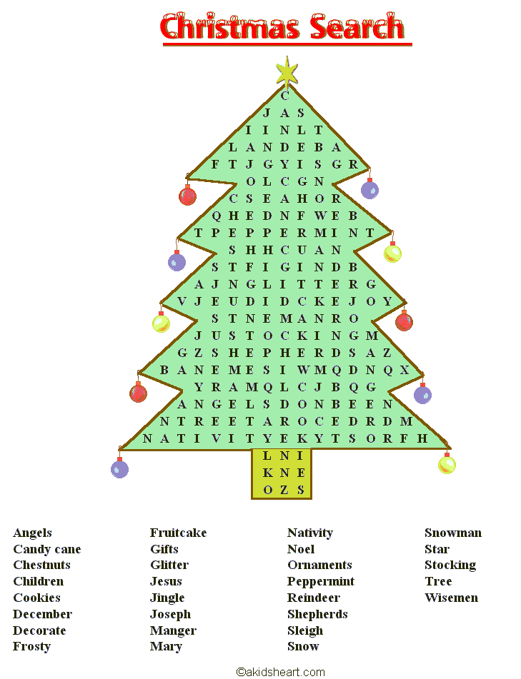 36 Printable Christmas Word Search Puzzles | KittyBabyLove.com