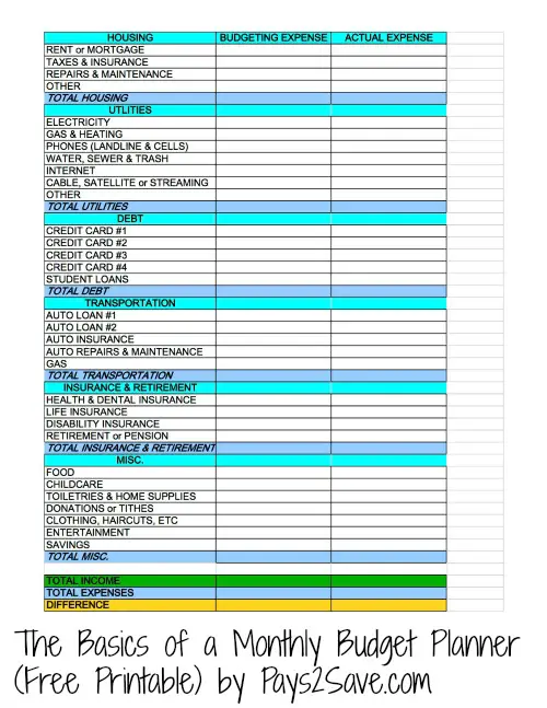 20 Free Printable Monthly Budget Planners Kitty Baby Love