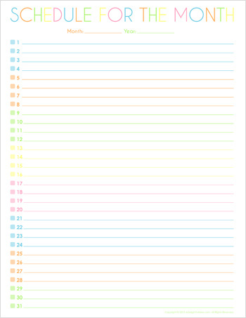 monthly to do list