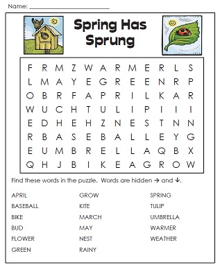 7 printable spring word searches kitty baby love