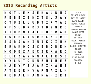 Printable Music Word Search