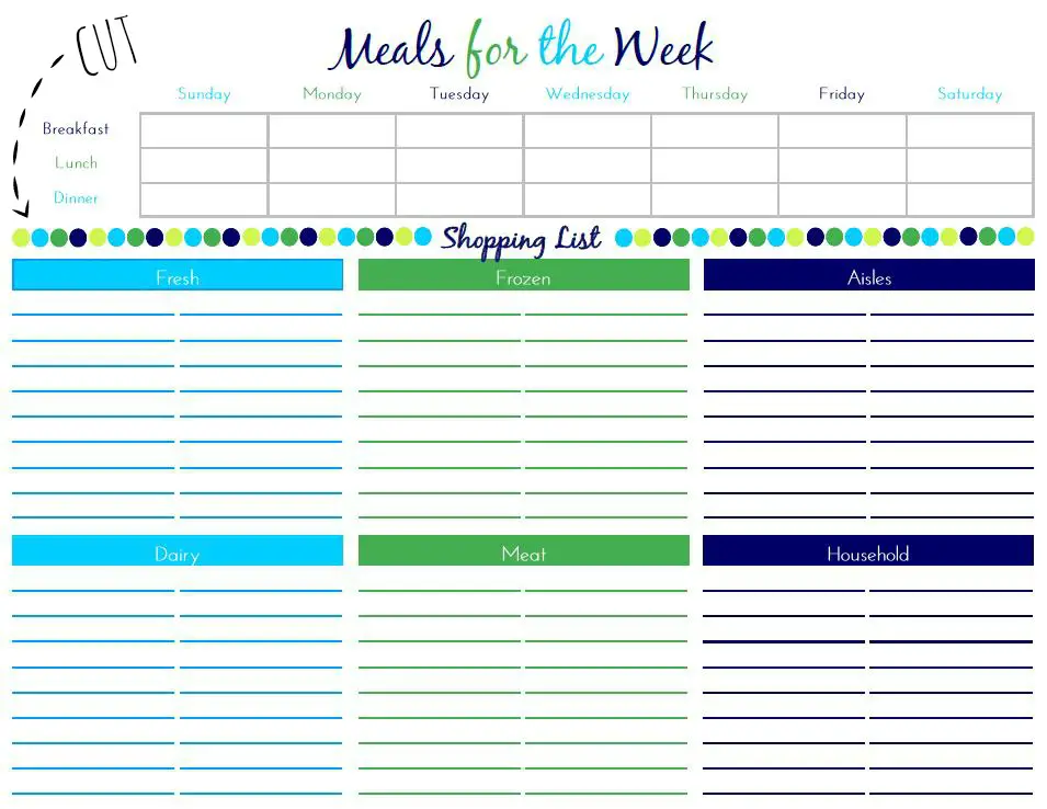 45 Printable Weekly Meal Planner Templates KittyBabyLove