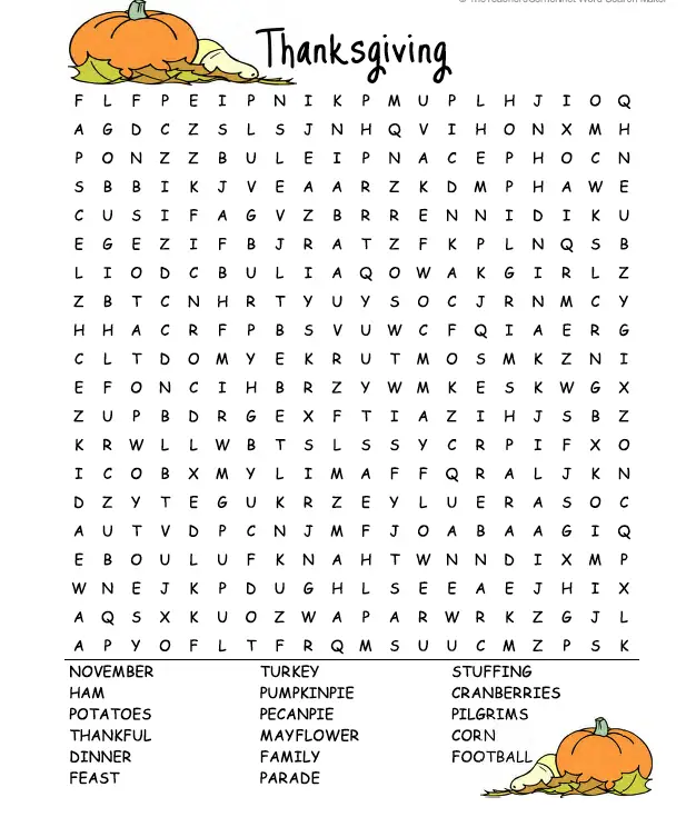 20 Thanksgiving Word Searches Kitty Baby Love