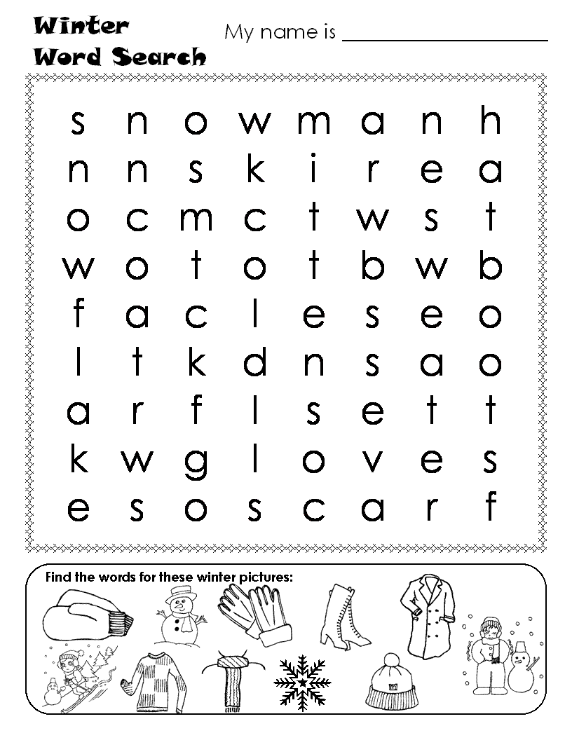 14 Free Printable Winter Word Searches | KittyBabyLove.com