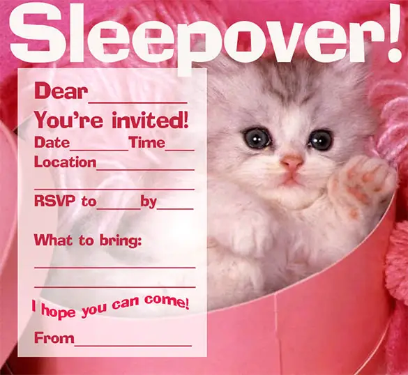 sleepover party invitations