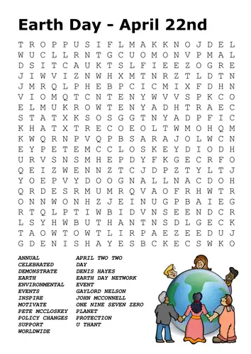 20 Earth Day Word Searches Kitty Baby Love