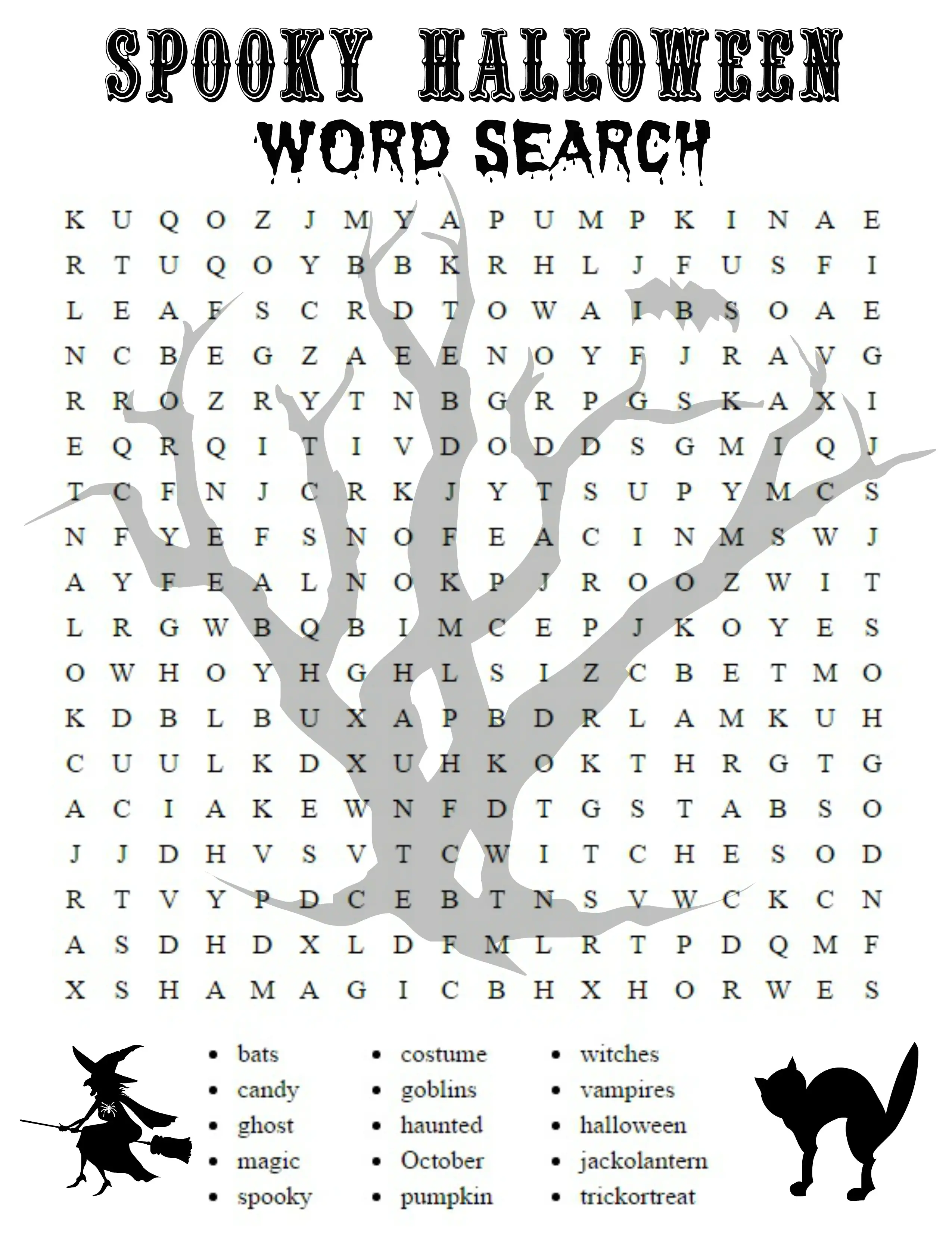 26 spooky halloween word searches kittybabylovecom