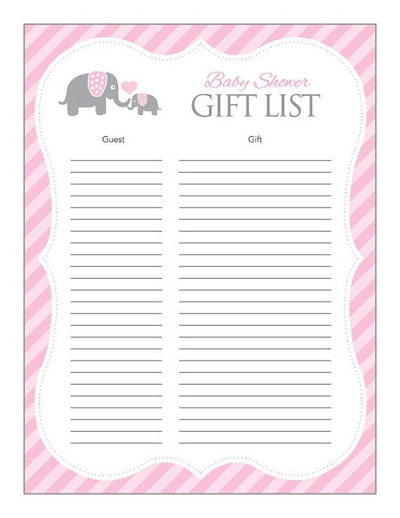 Free Printable Baby Shower Gift List Template