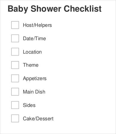 baby shower supply checklist