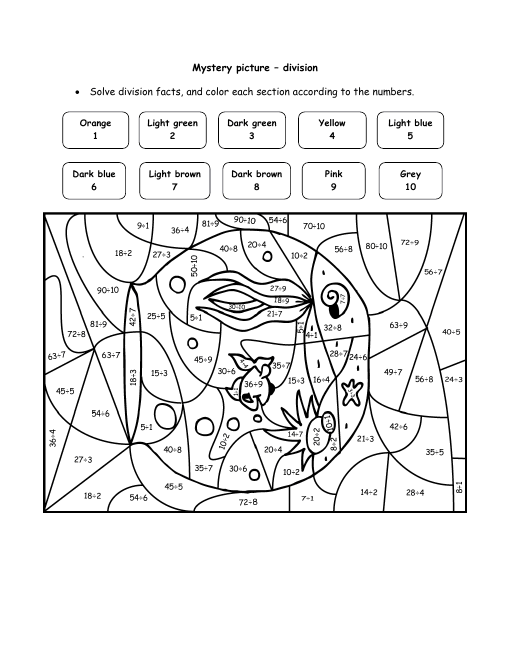 Download 22 Fun-to-do Division Color by Number Printables | KittyBabyLove.com