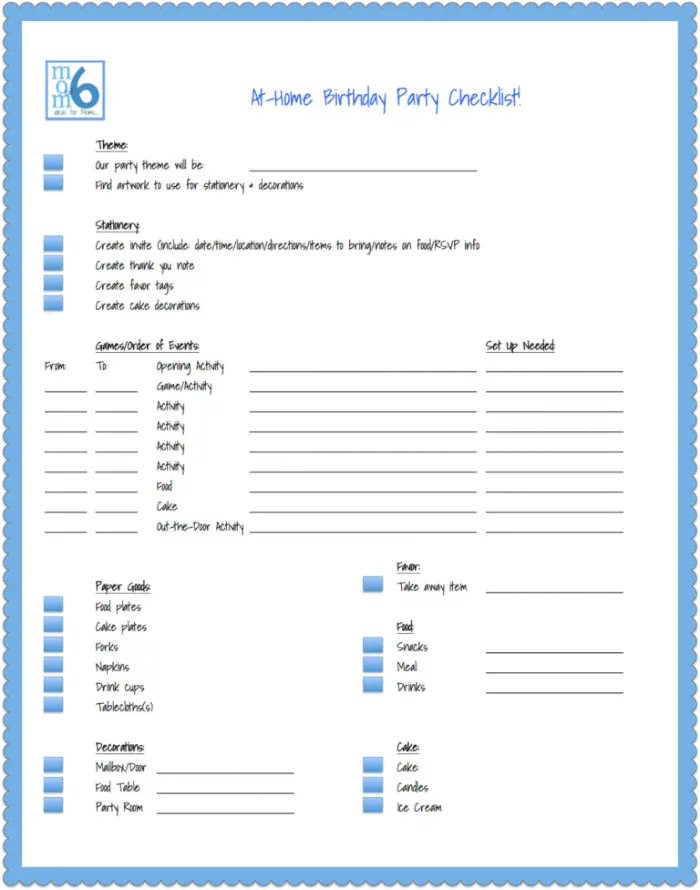 26 life easing birthday party checklists kittybabylove party checklist