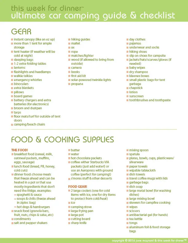 9 helpful car camping checklist kittybabylove car checklist