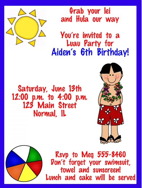 20 artistic luau birthday invitations kitty baby love