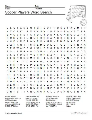 Download 34 End-to-end Football Word Search Puzzles for You | Kitty Baby Love