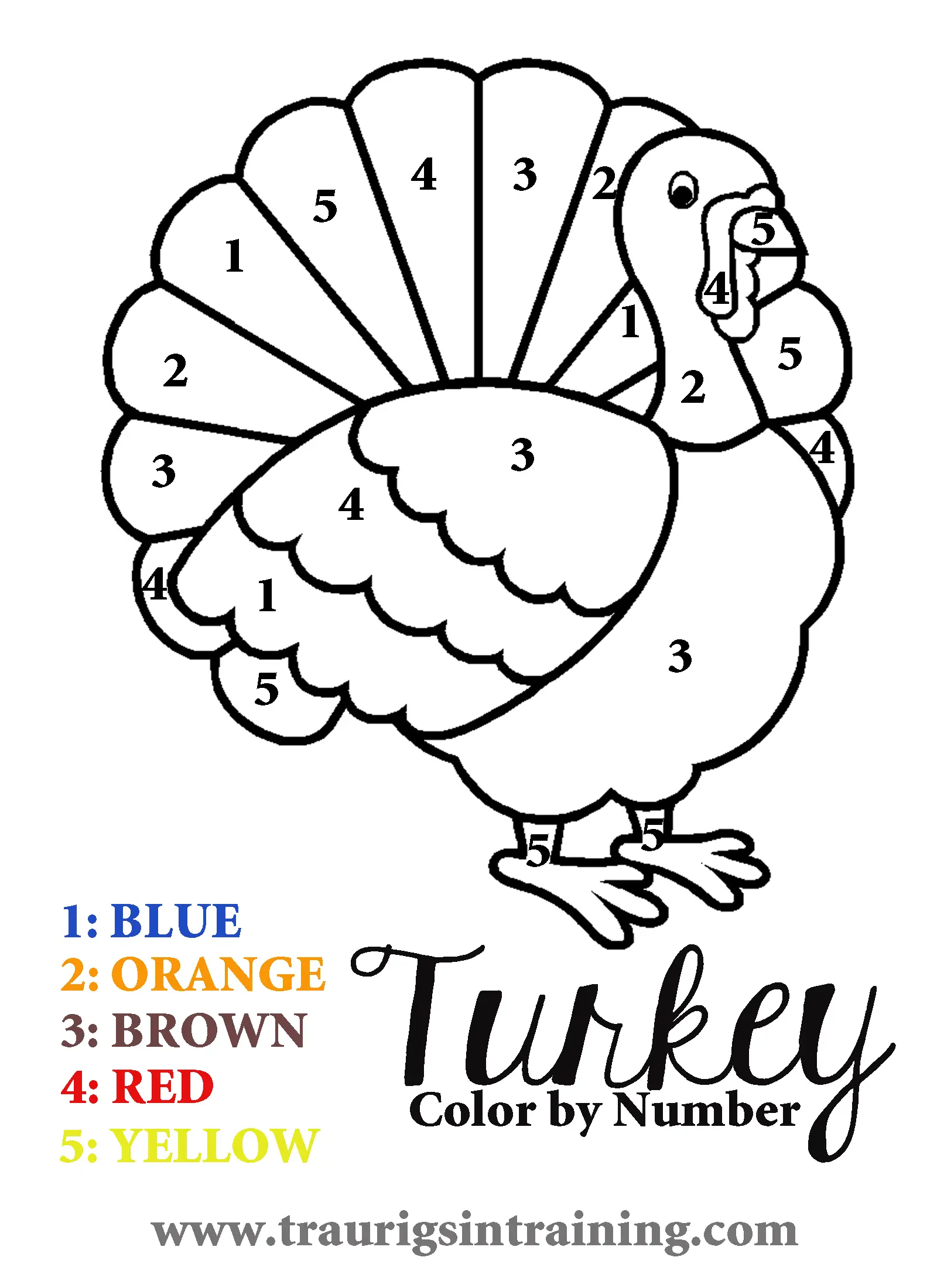 17 Printable Color By Number Turkey Kitty Baby Love