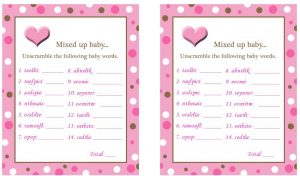 Baby Shower Word Scramble Pink