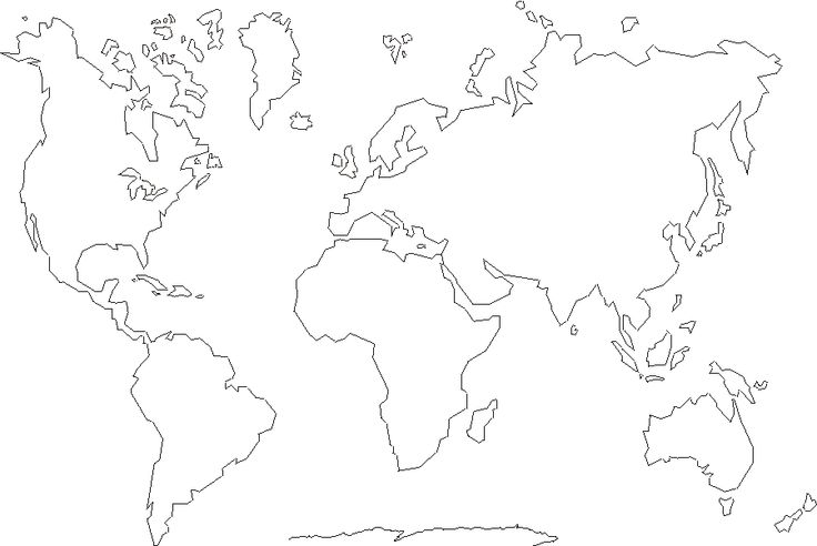 Color World Map Continents Outline