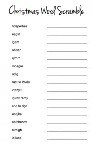 Christian Christmas Word Scramble