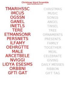 Christmas Word Scramble Elements Answers