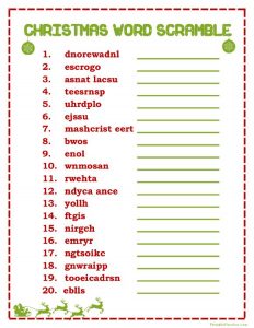 Christmas Word Scramble Printable