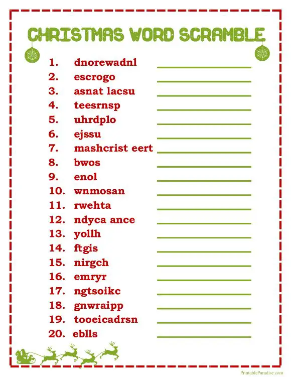 26 Xmas Phrase Scrambles For By yourself graphic about Printable Christmas Games With Answers named 26 Xmas Term Scrambles For Oneself